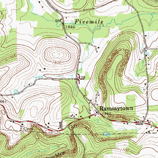 Topographic Map of Beech Hollow School, PA