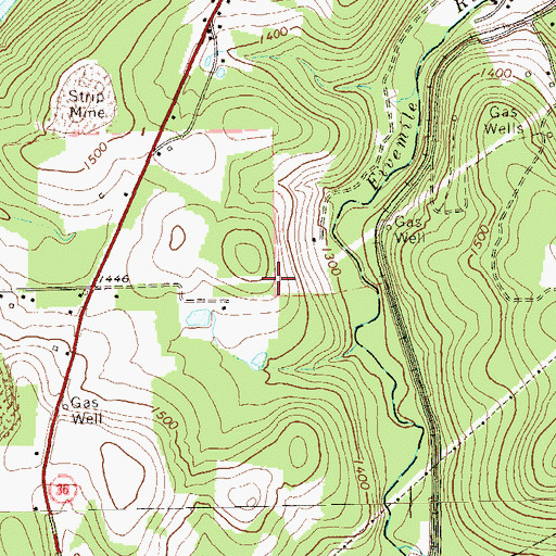 Topographic Map of Crate School, PA