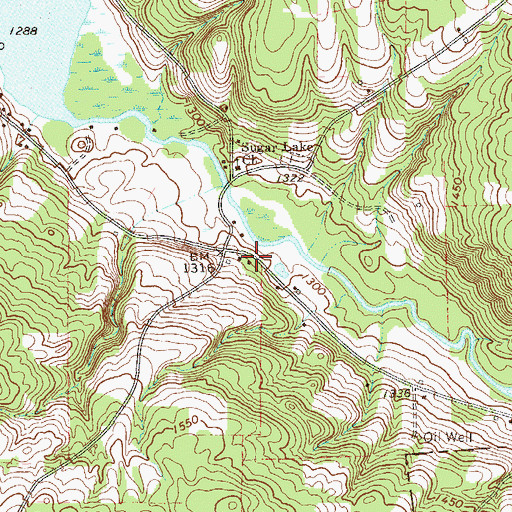 Topographic Map of Sugar Lake School, PA