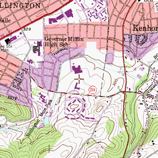 Topographic Map of Cumru Elementary School, PA