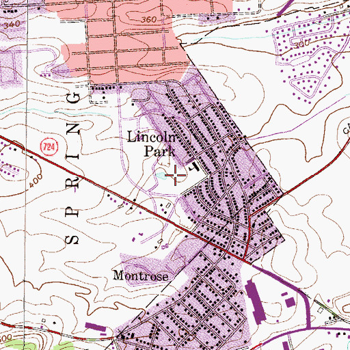 Topographic Map of Lincoln Park Elementary School, PA