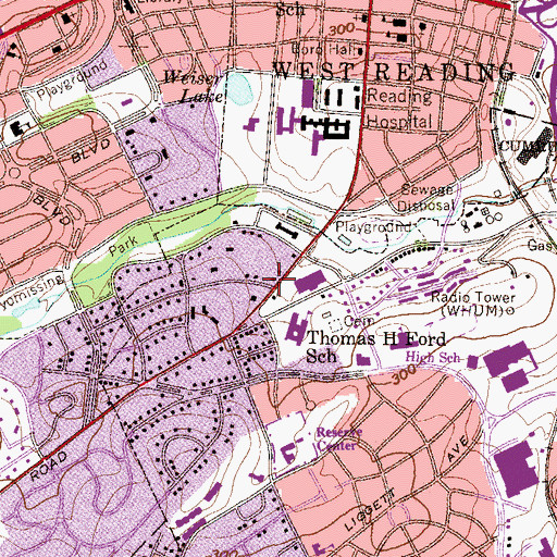 Topographic Map of Reading Education Center, PA
