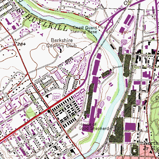 Topographic Map of Glenside Elementary School, PA