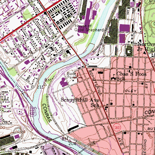 Topographic Map of Northwest Elementary School, PA