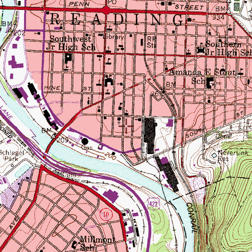 Topographic Map of Tyson Schoener Elementary School, PA