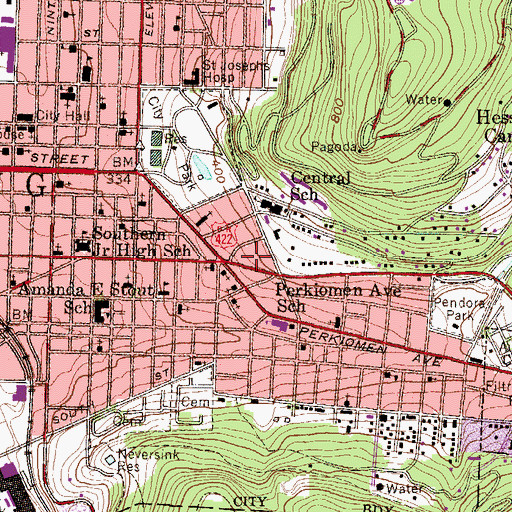 Topographic Map of Sixteenth Street Elementary School, PA