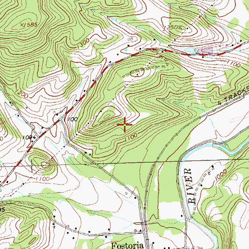 Topographic Map of Mulholland School, PA