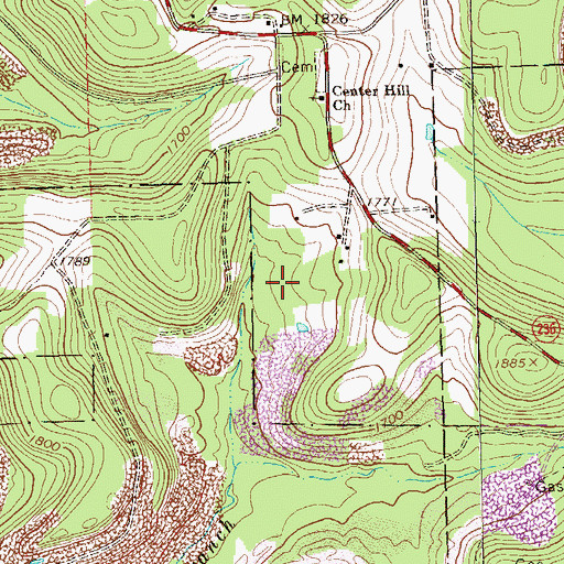 Topographic Map of Center Hill School, PA