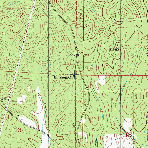 Topographic Map of Hill Zion Church, AL