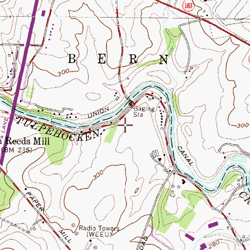 Topographic Map of Tulpehocken Creek Valley Park, PA