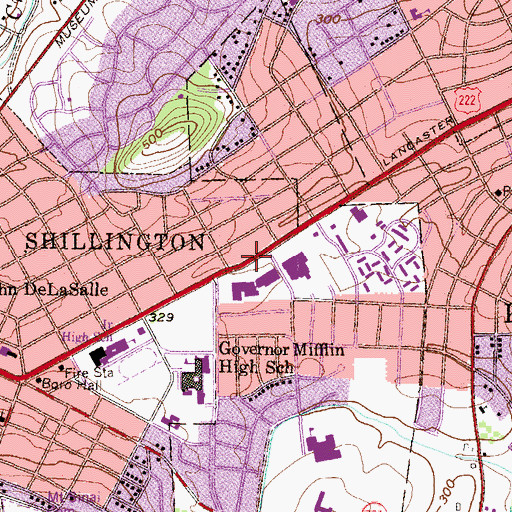 Topographic Map of Shillington Shopping Center, PA