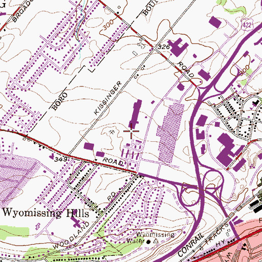 Topographic Map of Berkshire Mall West, PA