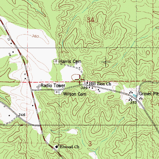 Topographic Map of Hill Zion Church, AL