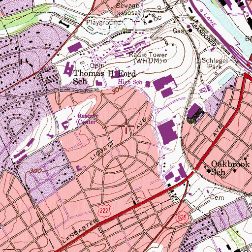 Topographic Map of Yarnell Park, PA