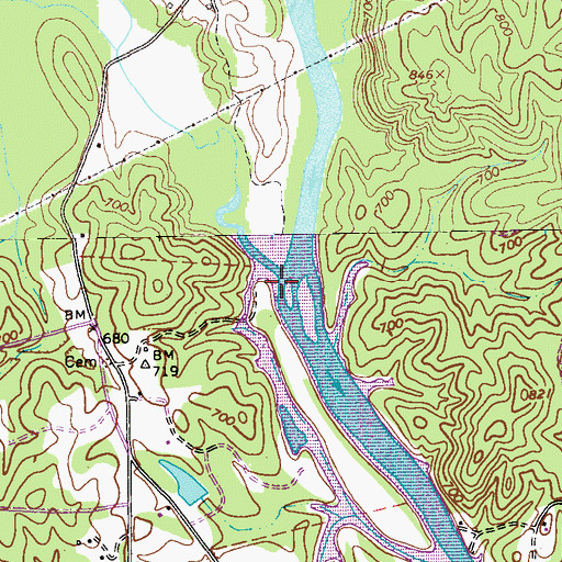 Topographic Map of Hillabahatchee Creek, GA