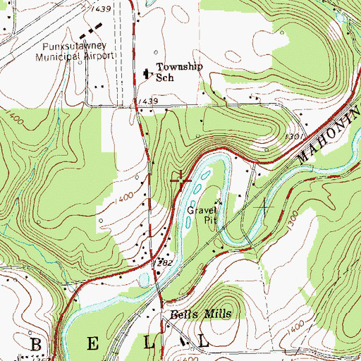 Topographic Map of Bells School (historical), PA