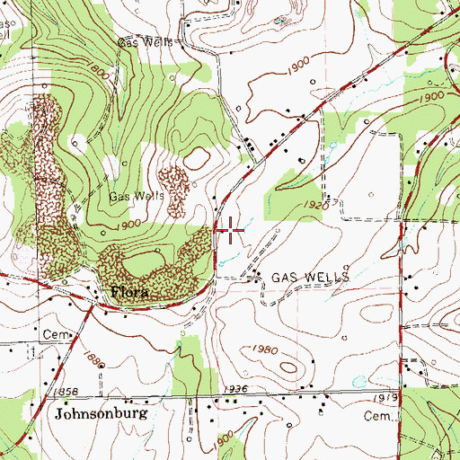 Topographic Map of Pleasantville School, PA
