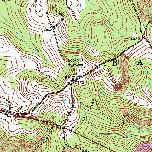 Topographic Map of Crossroads School (historical), PA
