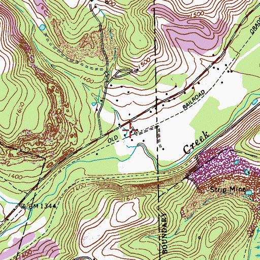 Topographic Map of Raytown, PA