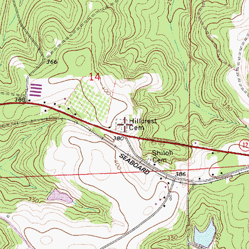 Topographic Map of Hillcrest Cemetery, AL