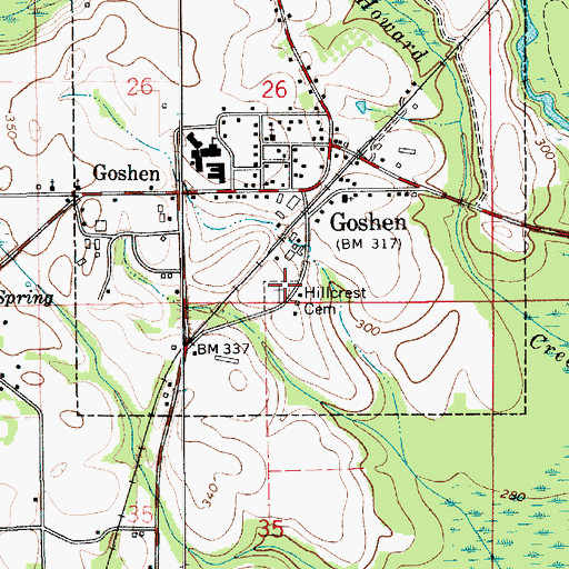 Topographic Map of Hillcrest Cemetery, AL
