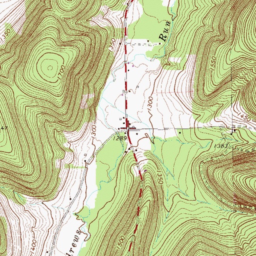 Topographic Map of Andrews Run School, PA