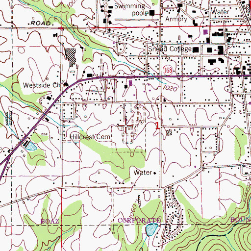 Topographic Map of Hillcrest Cemetery, AL