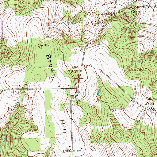 Topographic Map of Brown Hill School (historical), PA