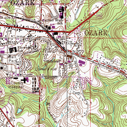 Topographic Map of Hillcrest Church, AL