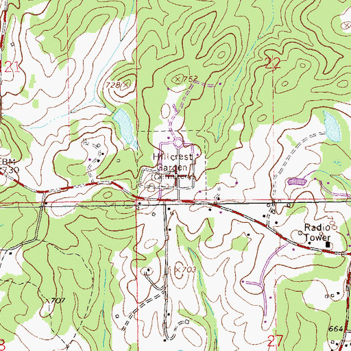 Topographic Map of Hillcrest Garden, AL