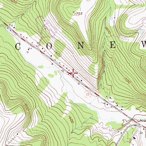 Topographic Map of Jackson Run School, PA