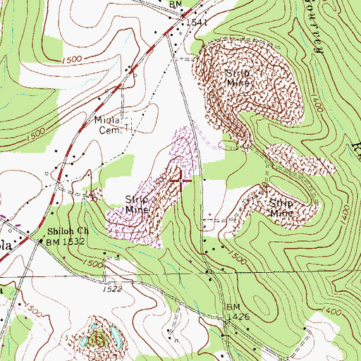 Topographic Map of Highland Township High School (historical), PA