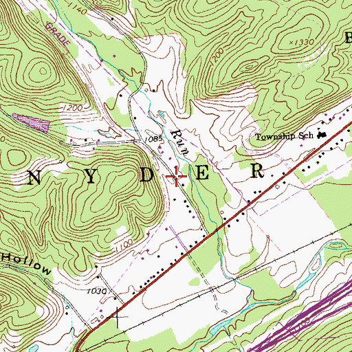 Topographic Map of Main School, PA