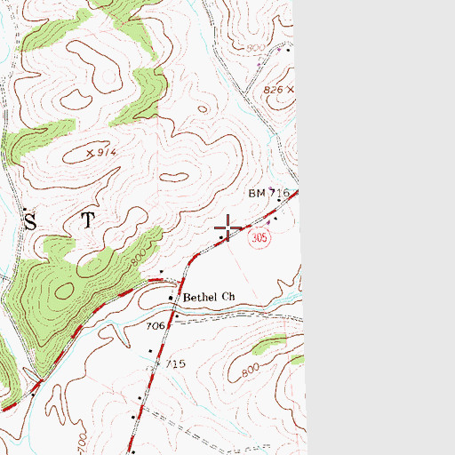 Topographic Map of Bridge School, PA