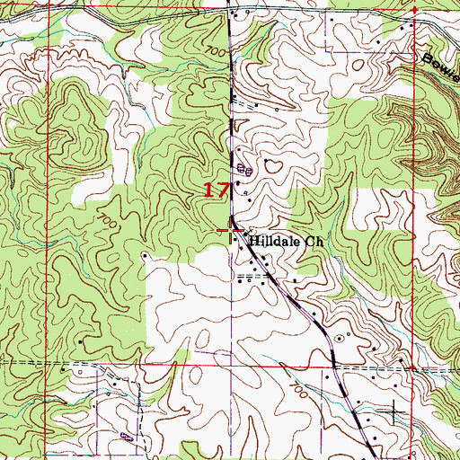 Topographic Map of Hillsdale Methodist Church, AL