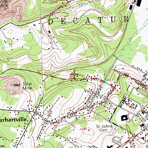 Topographic Map of Cuba Mine (historical), PA