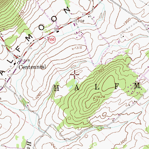 Topographic Map of Centennial School (historical), PA