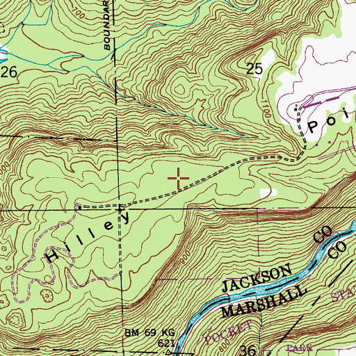 Topographic Map of Hilley Point, AL