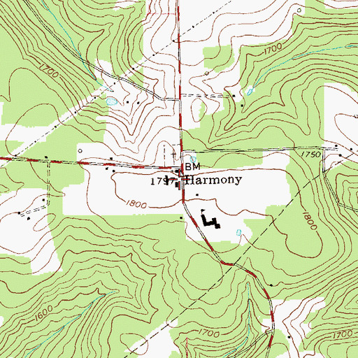 Topographic Map of Harmony School (historical), PA