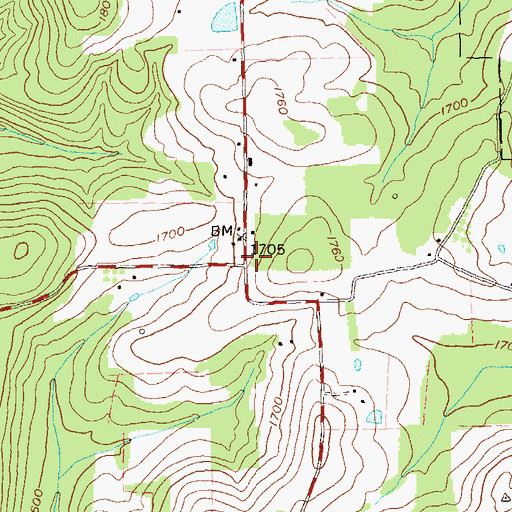 Topographic Map of Crossroads School (historical), PA