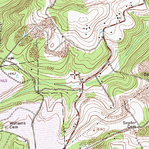 Topographic Map of Curry School (historical), PA