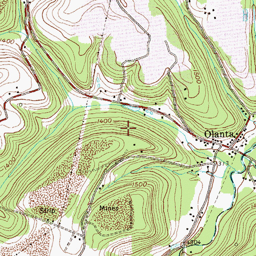 Topographic Map of Big Run, PA