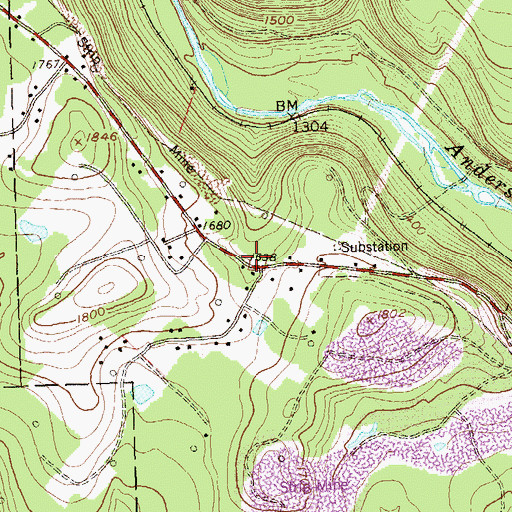 Topographic Map of Locust Ridge School (historical), PA