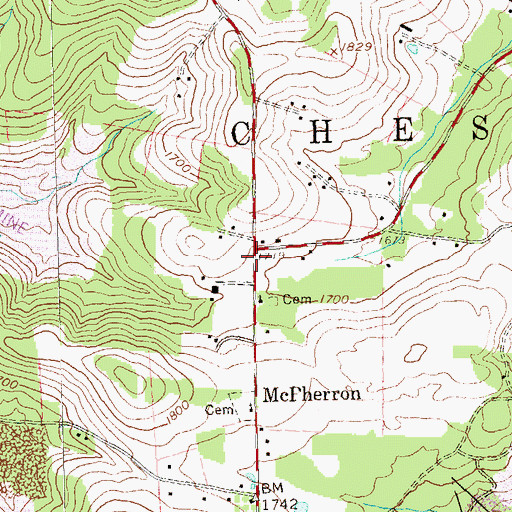 Topographic Map of Hazelton School (historical), PA