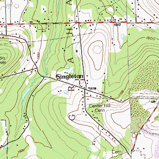 Topographic Map of Singleton, PA