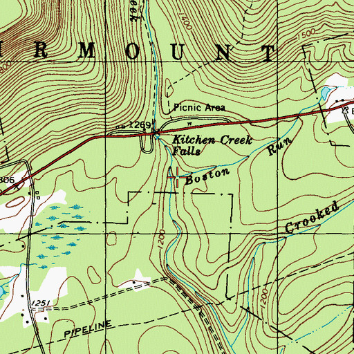 Topographic Map of Kitchen Creek Gorge, PA