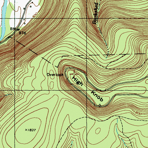 Topographic Map of High Knob Overlook, PA