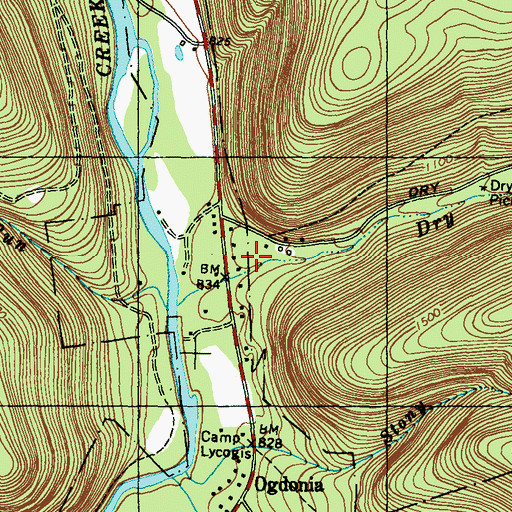 Topographic Map of Dry Run Gorge, PA