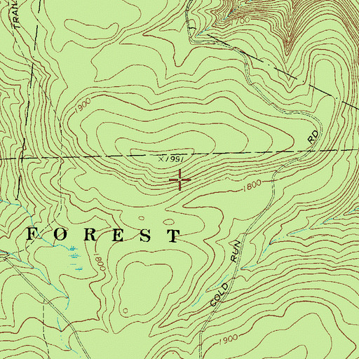Topographic Map of Devils Garden, PA