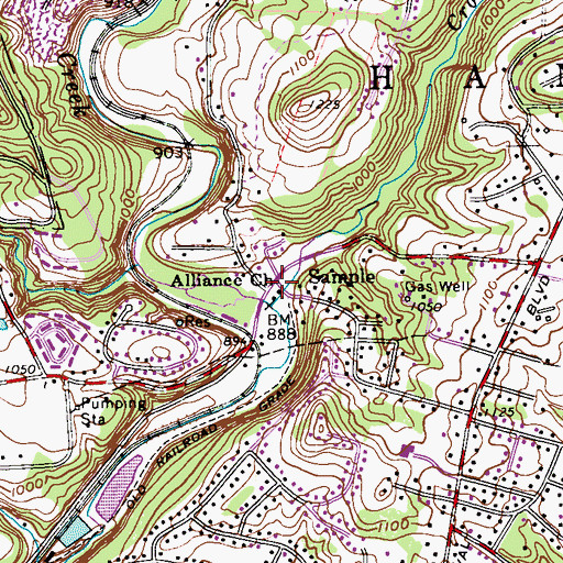 Topographic Map of Cold Valley, PA